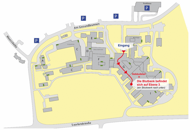 Blutbank, Lageplan