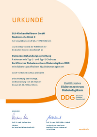 Zertifizierungsurkunde DDG Diabetologikum 